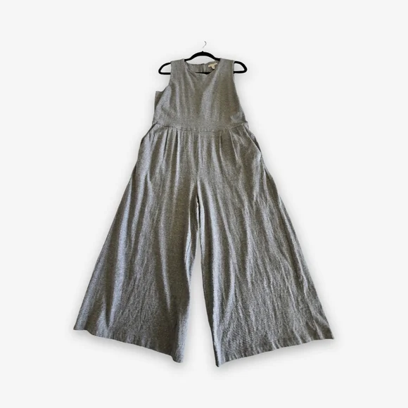 Eileen Fisher Organic Cotton Gray Jumpsuit Wide Leg Cropped Minimalist Pockets M - Picture 2 of 13